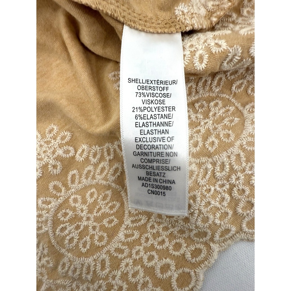 NWT Adrianna Papell Beige Tie Neck Embroidered Hem Top Blouse Womens Size S - Picture 4 of 9